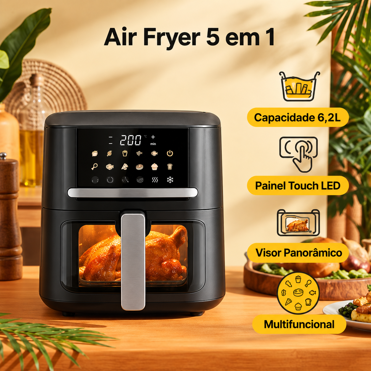 Air Fryer Gaabor 6,5 L Digital com Visor 5 em 1 — Praticidade para Toda a Família + Brinde - ULTIMAS 20 UNIDADES 🚨