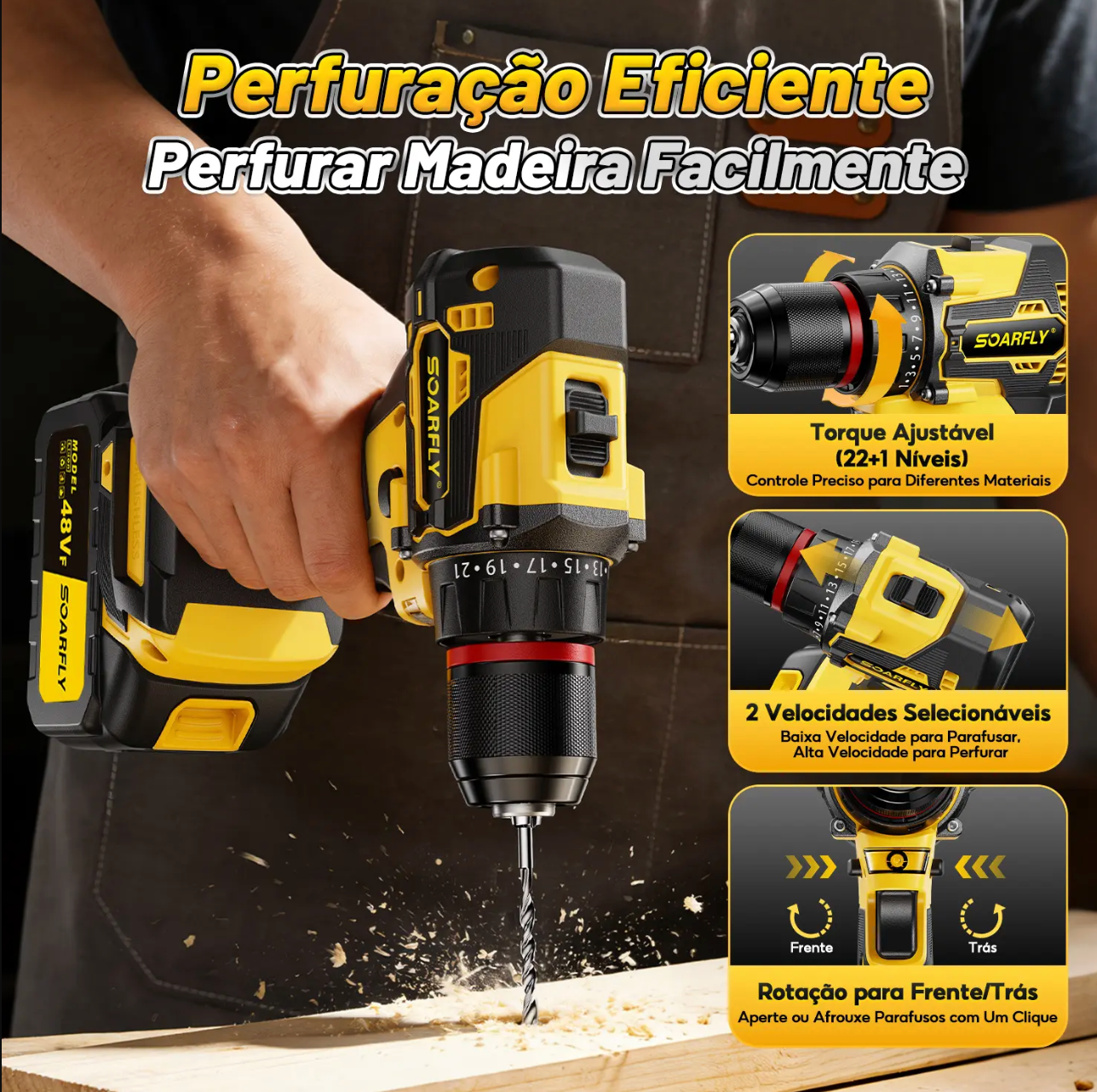 ALERTA 🚨  !!  Só Hoje por APENAS R$ 79,90 🔥🔥 [SOARFLY] Kit Ferramentas 4 em 1 - Martelete + Esmerilhadeira + Furadeira Parafusadeira +Impacto Chave | Ideal para Reformas Residenciais e Reparos Domésticos
