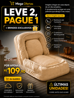 [LEVE 2 PAGUE 1] 🛒 Sofá Cama Algodão Retrátil 5 em 1 + BRINDE: Almofadas Cushion 🔥 Promoção Queima De Estoque 🚨 NÃO PERCA ESTE super desconto INÉDITO !!