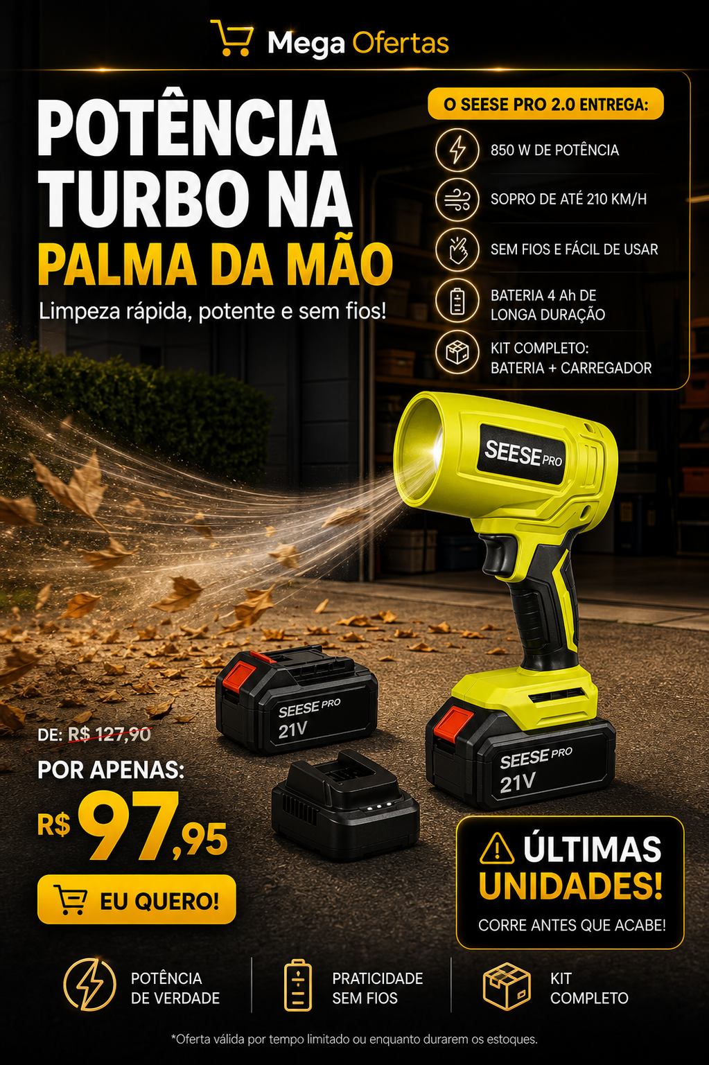 SEESEpro 2.0™  Soprador Turbo Compacto - Casa, Carro, Sitio, Chacara, Fazenda e MUITO mais!