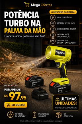 SEESEpro 2.0™  Soprador Turbo Compacto - Casa, Carro, Sitio, Chacara, Fazenda e MUITO mais!