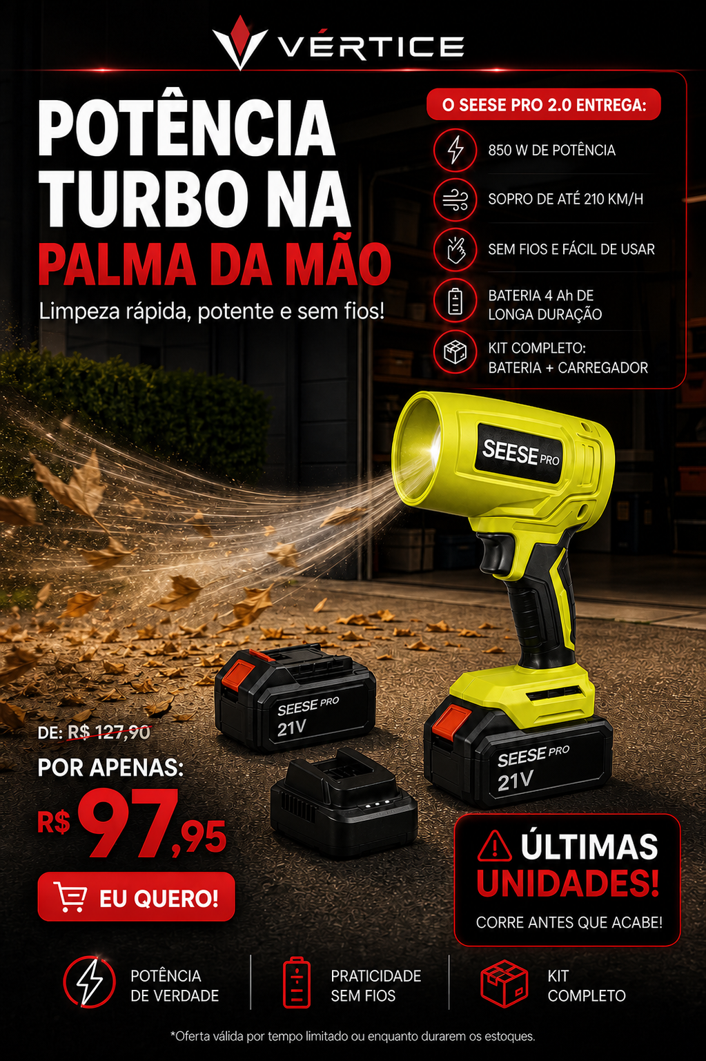SEESEpro 2.0™  Soprador Turbo Compacto - Casa, Carro, Sitio, Chacara, Fazenda e MUITO mais!