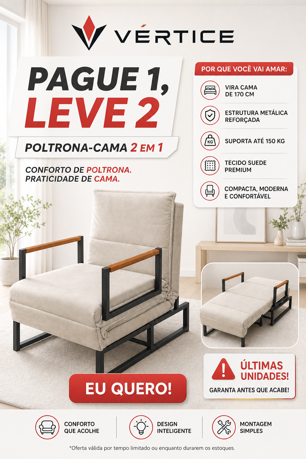 [LEVE 2, PAGUE 1] POLTRONA CAMA MULTIFUNCIONAL 2 EM 1 + BRINDES EXCLUSIVOS !! QUIEMA DE ESTOQUE RESTAM 13 UNIDADES 🔥🔥